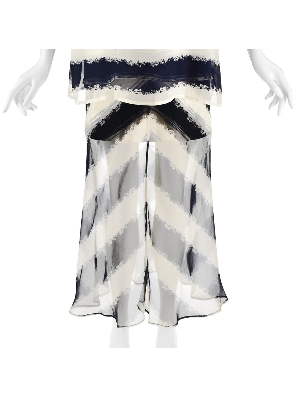 GIANFRANCO FERRÉ c.1999 Navy & White Striped Two-Piece Mini & Maxi Ensemble NWOT - Picture 3 of 13